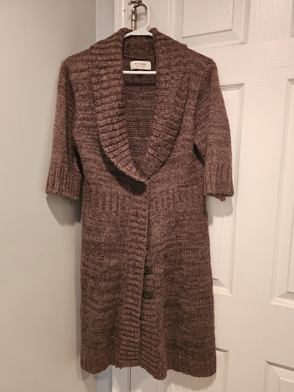 Sonoma Brown Shawl-Collar Button-Front Women’s Cardigan
